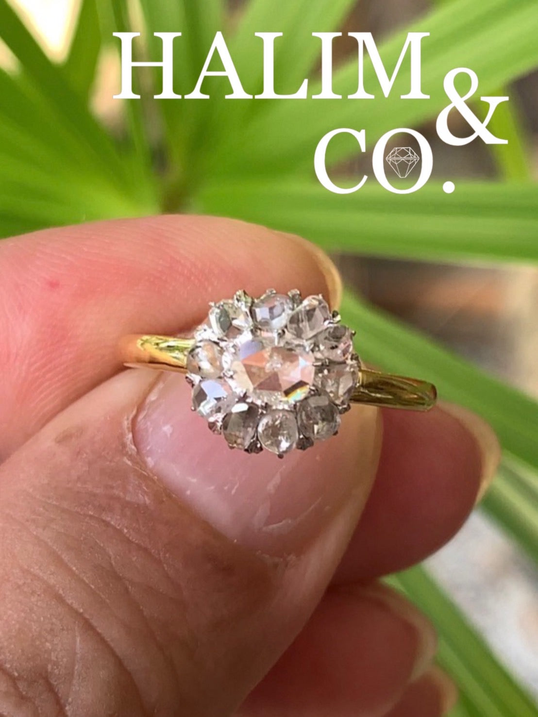 Antique Rose Cut Diamond Ring With 22k Gold. Kebaya Jewelry / Peranakan Nyonya Jewelry