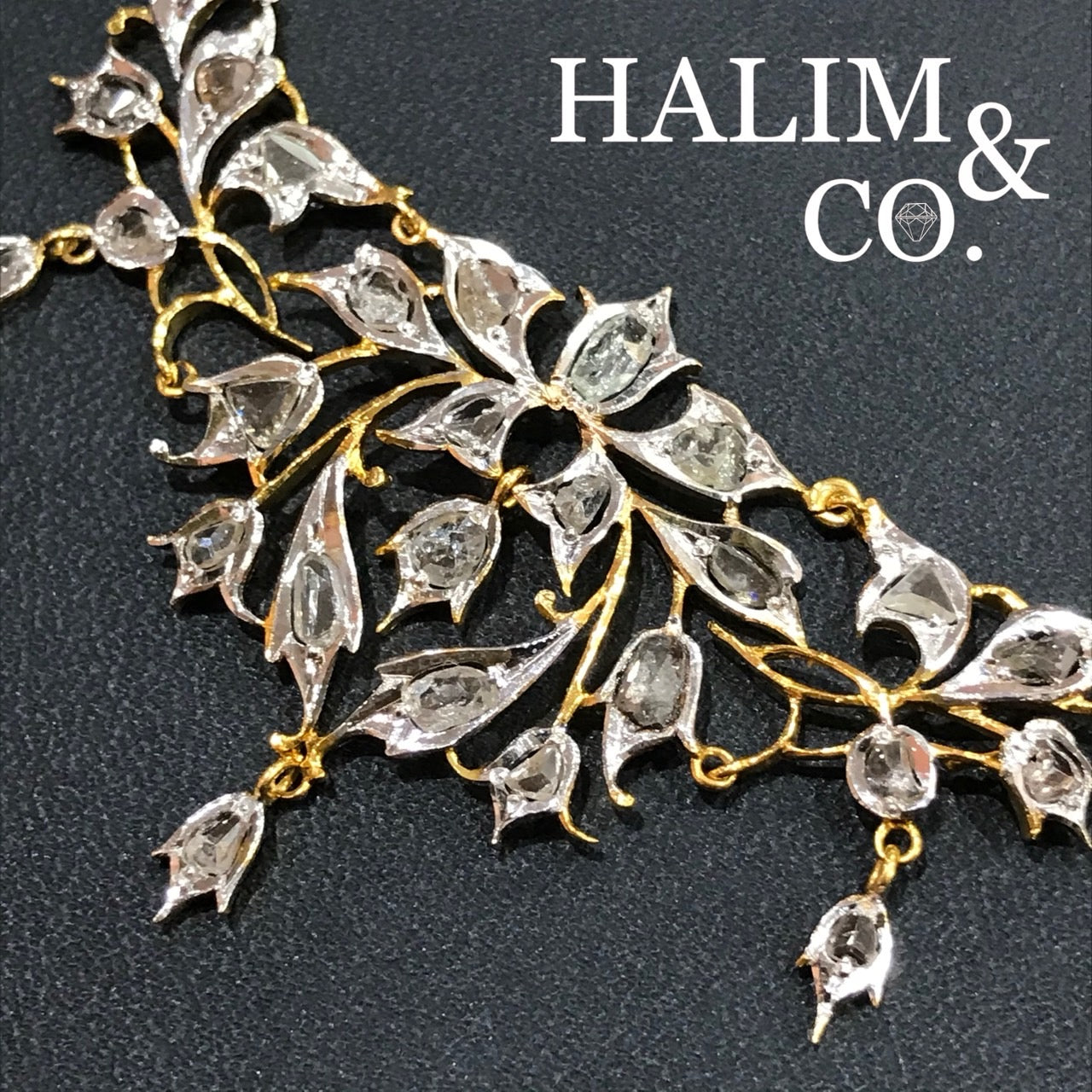 Vintage Polki Diamond Peranakan Nyonya Necklace.