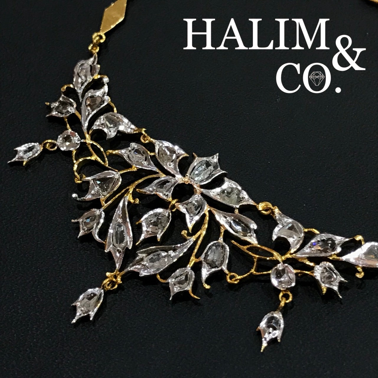 Vintage Polki Diamond Peranakan Nyonya Necklace.