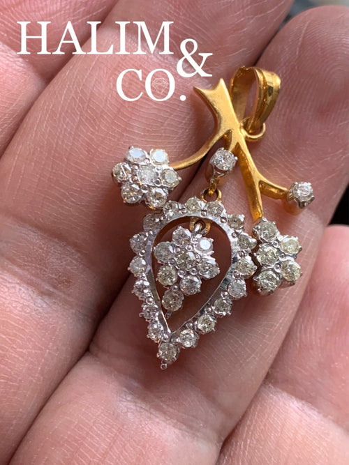 Antique Diamond Pendant With 14k Gold. Kebaya Jewelry / Peranakan Nyonya Jewelry