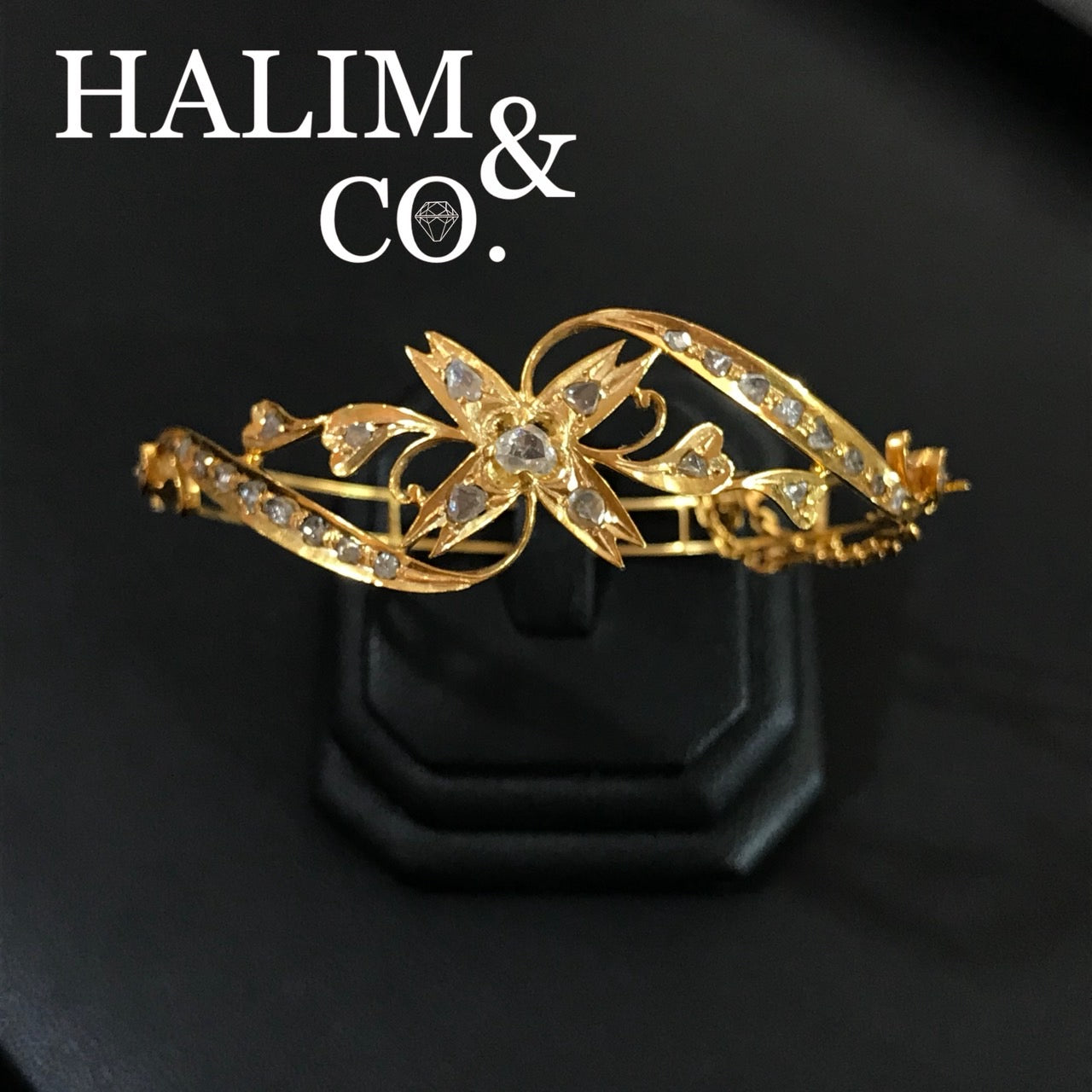 Antique Gold Bracelet With Polki Diamond. Kebaya Jewelry / Peranakan Nyonya Jewelry