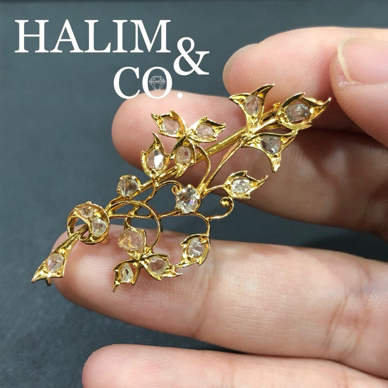 Antique Polki Diamond Brooch. Kebaya Jewelry / Peranakan Nyonya Jewelry