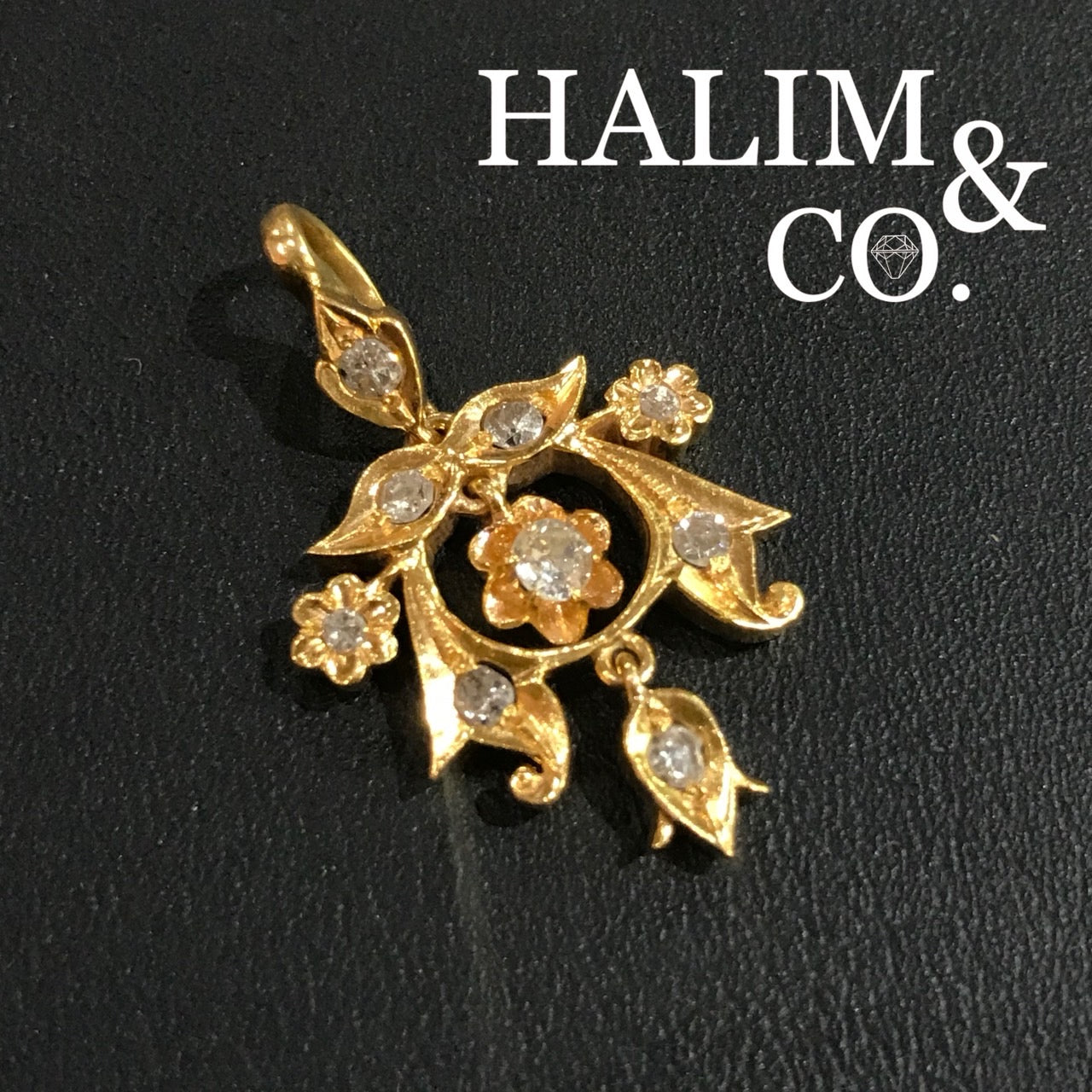 Antique old European Cut Diamond Pendant. Peranakan Nyonya Jewelry