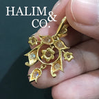 Antique old European Cut Diamond Pendant. Peranakan Nyonya Jewelry