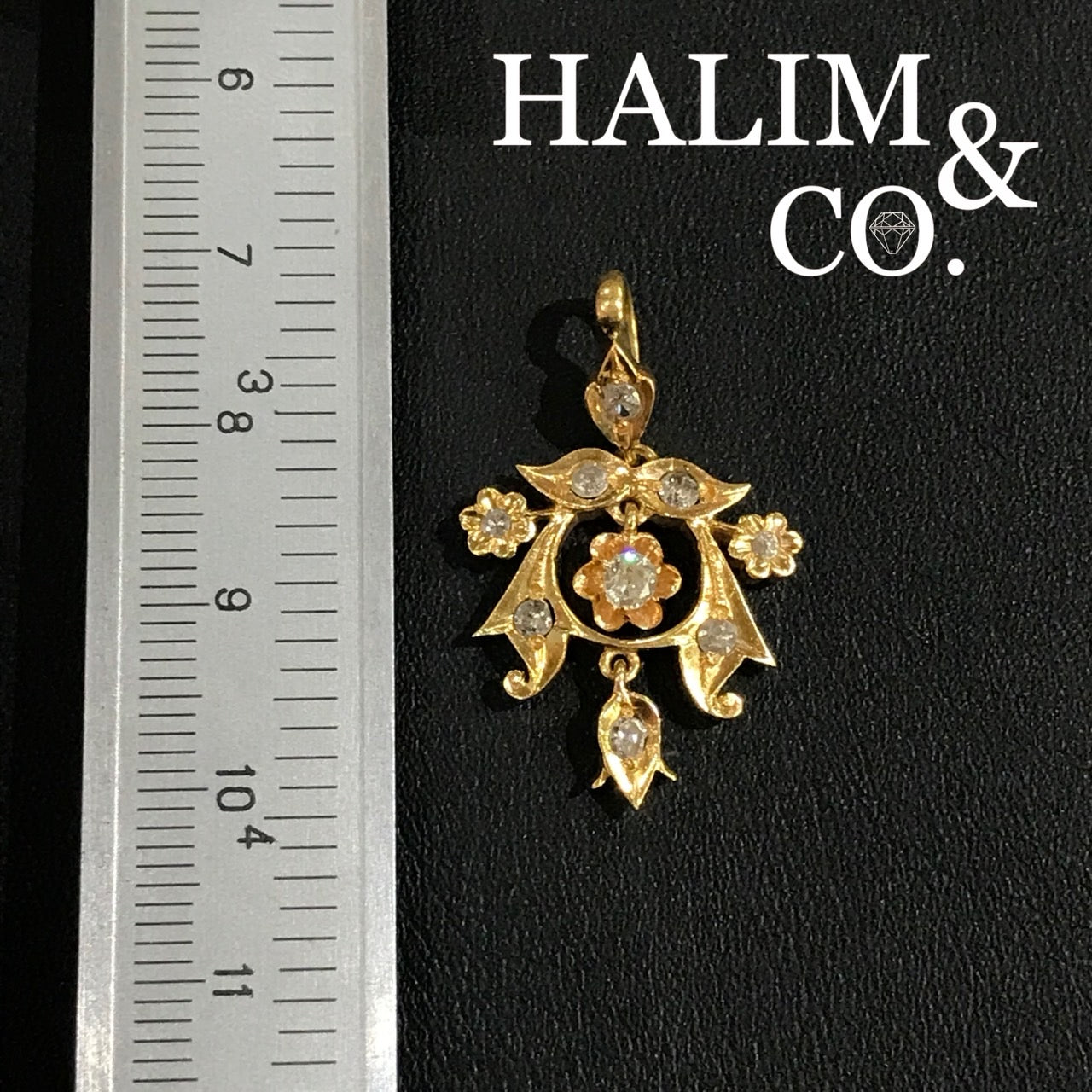 Antique old European Cut Diamond Pendant. Peranakan Nyonya Jewelry