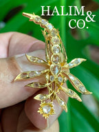 Antique Rose Cut Diamond Dragonfly Brooch. Kebaya Jewelry / Peranakan Nyonya Jewelry