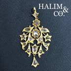 Antique Rose Cut Diamond Pendant. Peranakan Nyonya Jewelry
