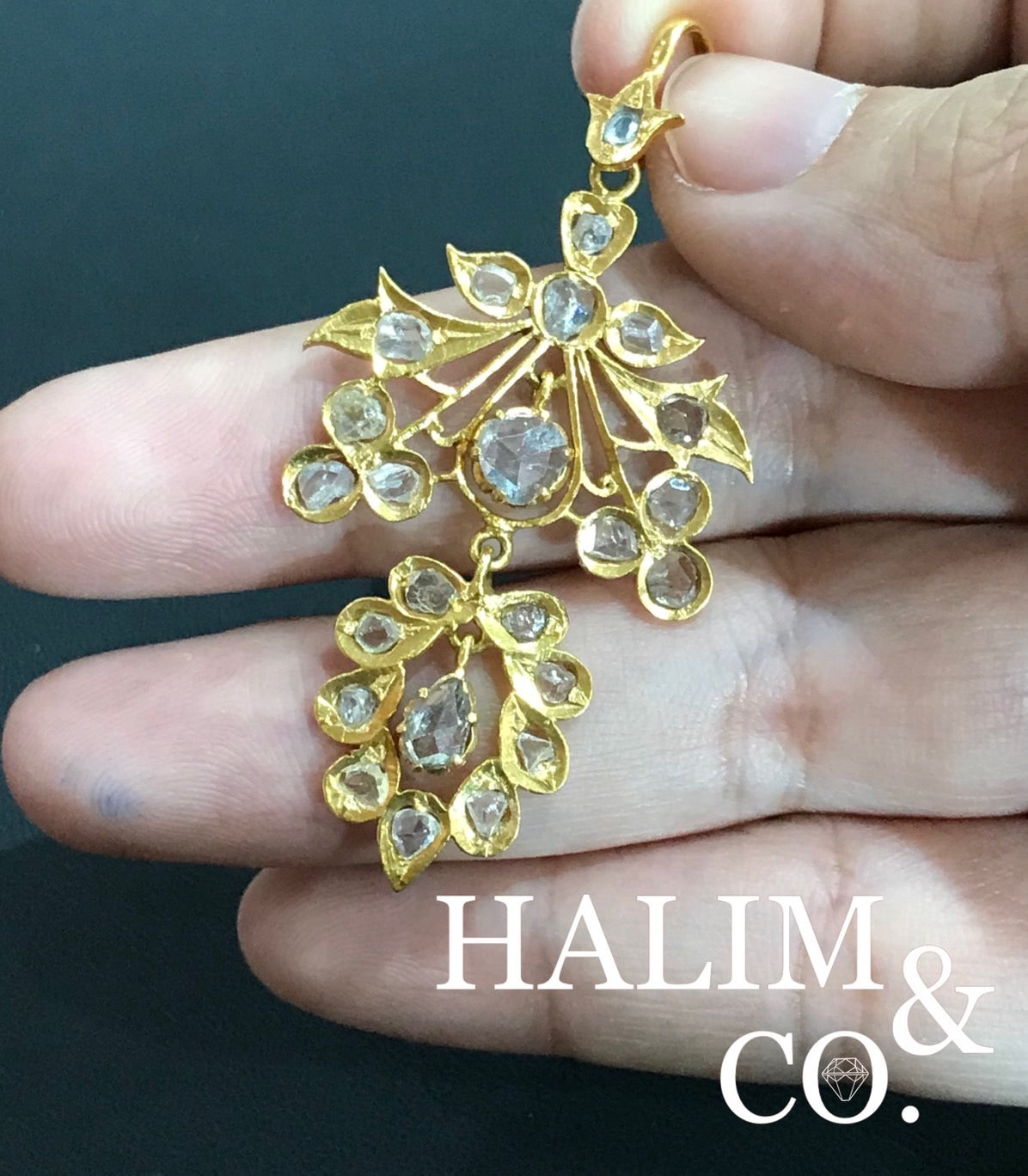 Antique Rose Cut Diamond Pendant. Kebaya Jewelry / Peranakan Nyonya Jewelry