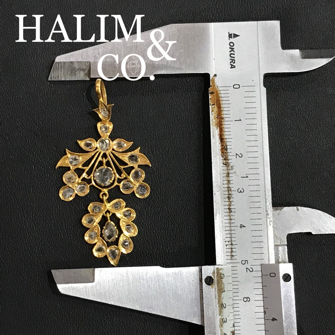 Antique Rose Cut Diamond Pendant. Kebaya Jewelry / Peranakan Nyonya Jewelry
