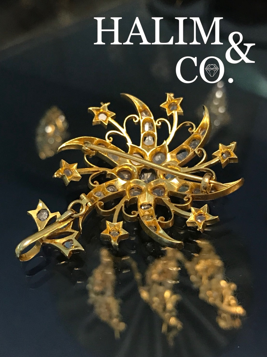 Antique Rose Cut Diamond Brooch/Pendant With 22k Gold. Kebaya Jewelry / Peranakan Nyonya Jewelry