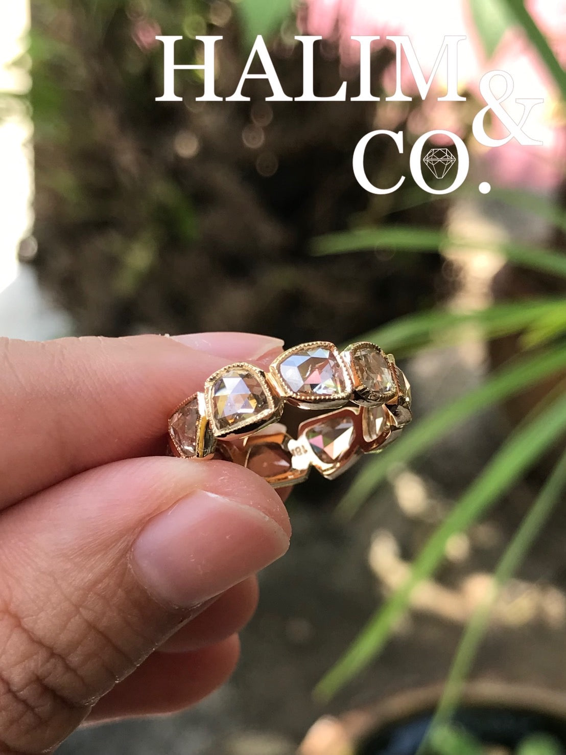 Rose Cut Diamond Eternity Ring. 18k gold. *MADE TO ORDER*