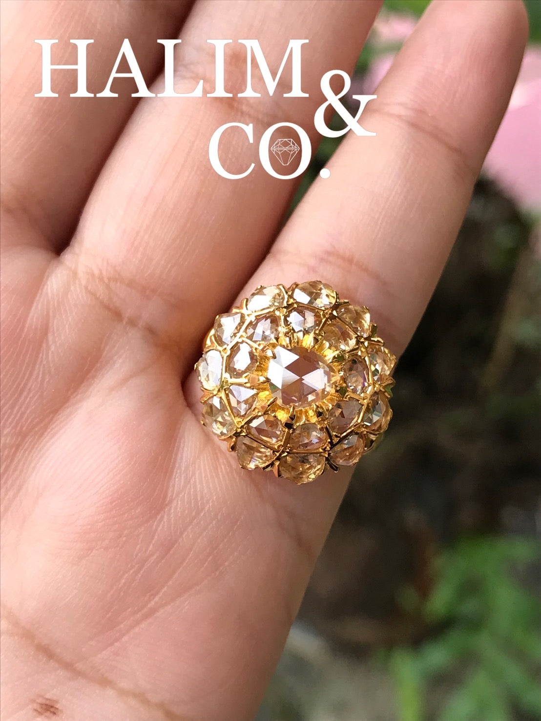 Antique Rose Cut Diamond Cluster Ring. Kebaya Jewelry / Peranakan Nyonya Jewelry