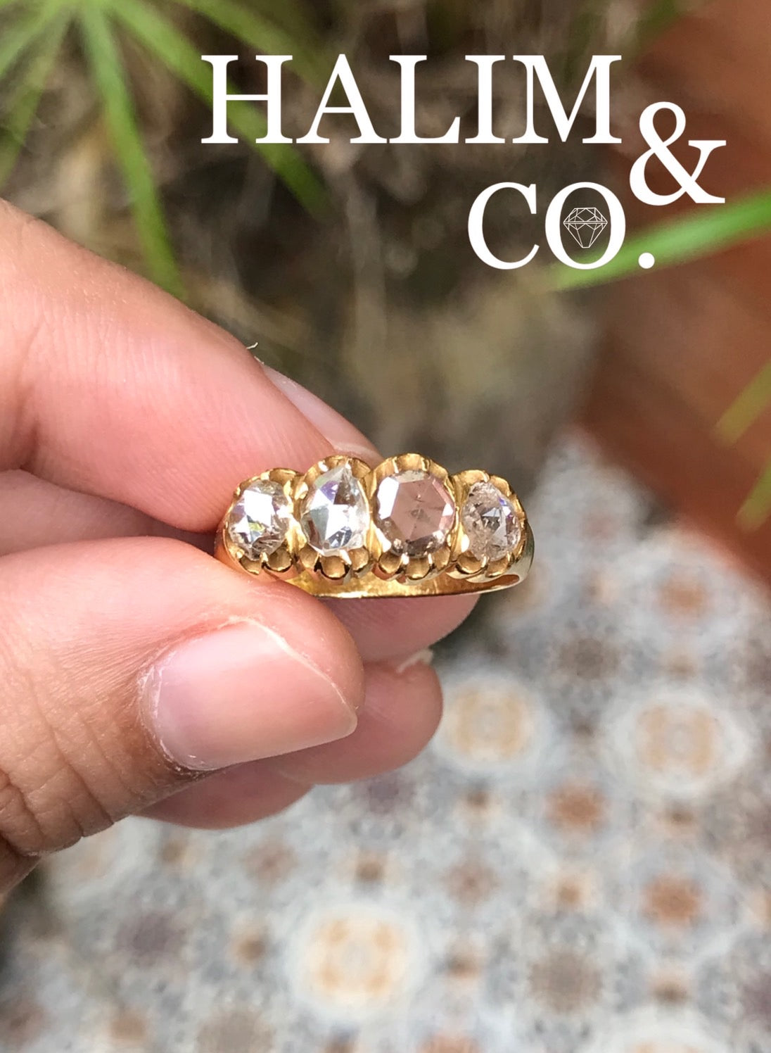 Antique Rose Cut Diamond Ring. 22k gold. Kebaya Jewelry / Peranakan Nyonya Jewelry