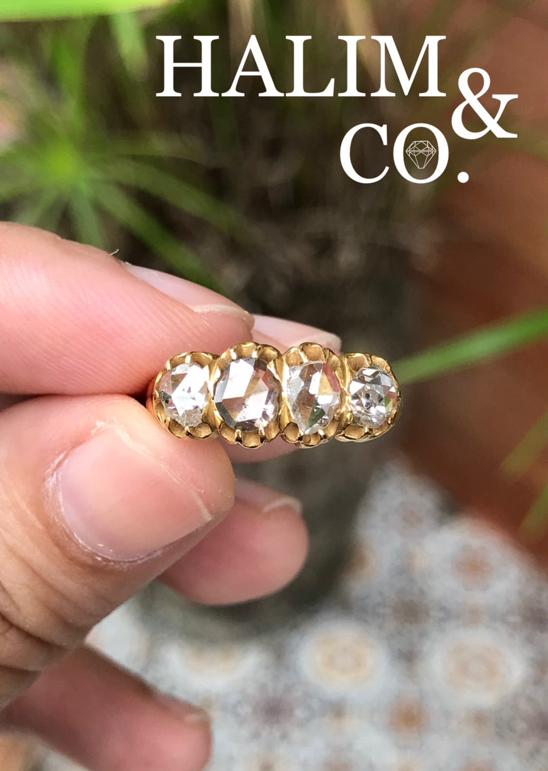 Antique Rose Cut Diamond Ring. 22k gold. Kebaya Jewelry / Peranakan Nyonya Jewelry