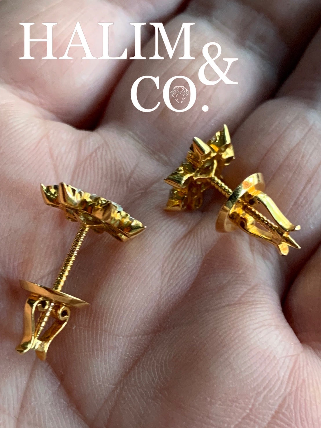 Antique Slice Polki Diamond Star Earrings. Kebaya Jewelry / Peranakan Nyonya Jewelry