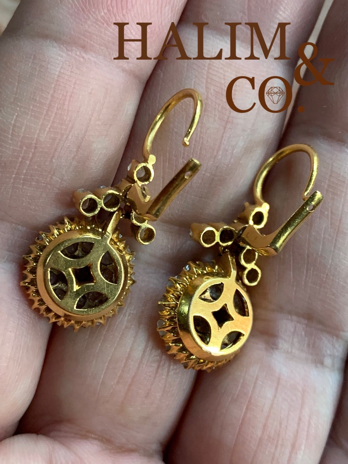 Antique Polki Diamond Chandelier Earrings. Kebaya Jewelry / Peranakan Nyonya Jewelry
