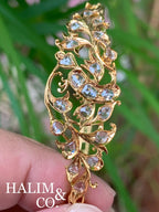 Antique gold bird Bangle With rose cut diamonds. Kebaya Jewelry / Peranakan Nyonya Jewelry