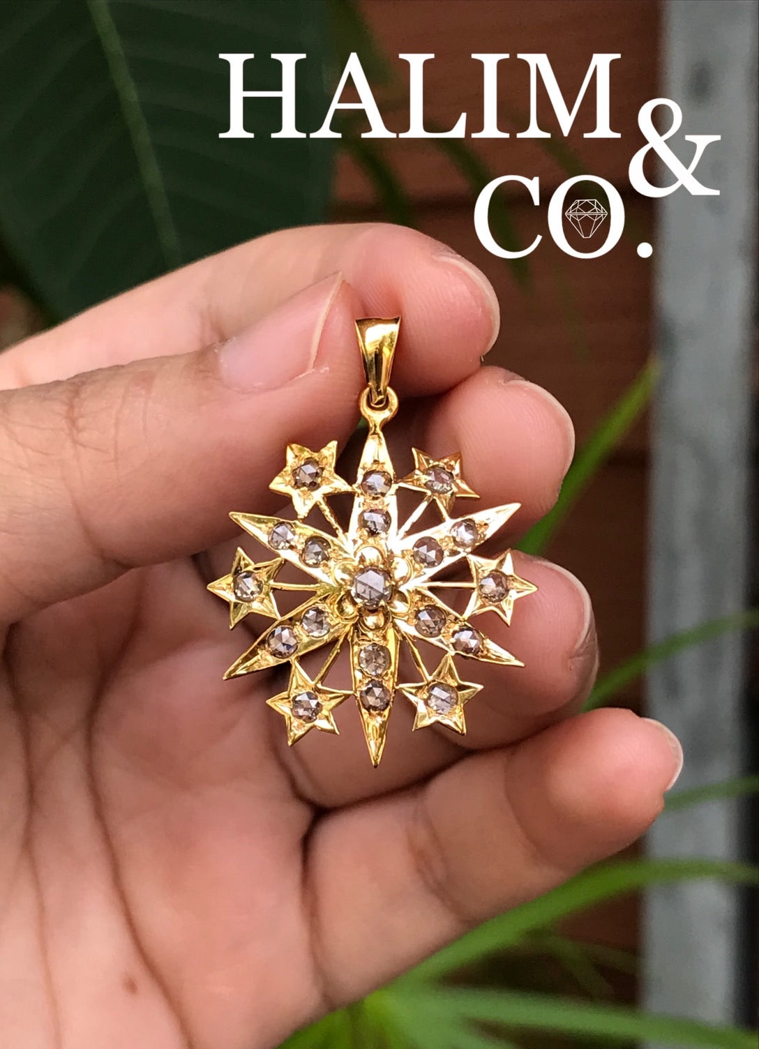 Antique rose cut diamond star pendant. Peranakan Nyonya Jewelry
