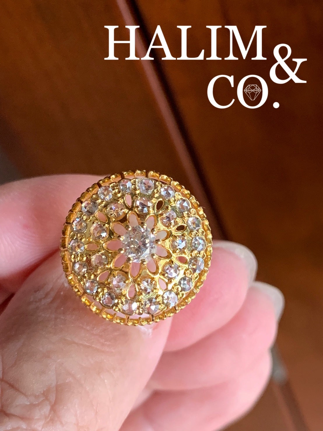 Antique Old Cut Diamond And Rose Cut Diamond Cluster Ring. Kebaya Jewelry / Peranakan Nyonya Jewelry
