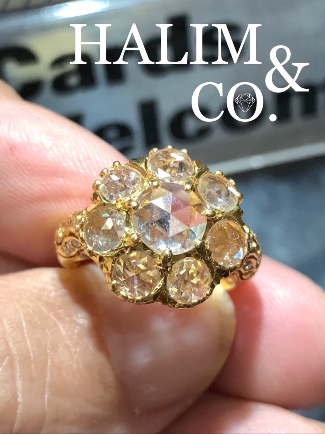 Antique Rose Cut Diamond Cluster Ring. Kebaya Jewelry / Peranakan Nyonya Jewelry