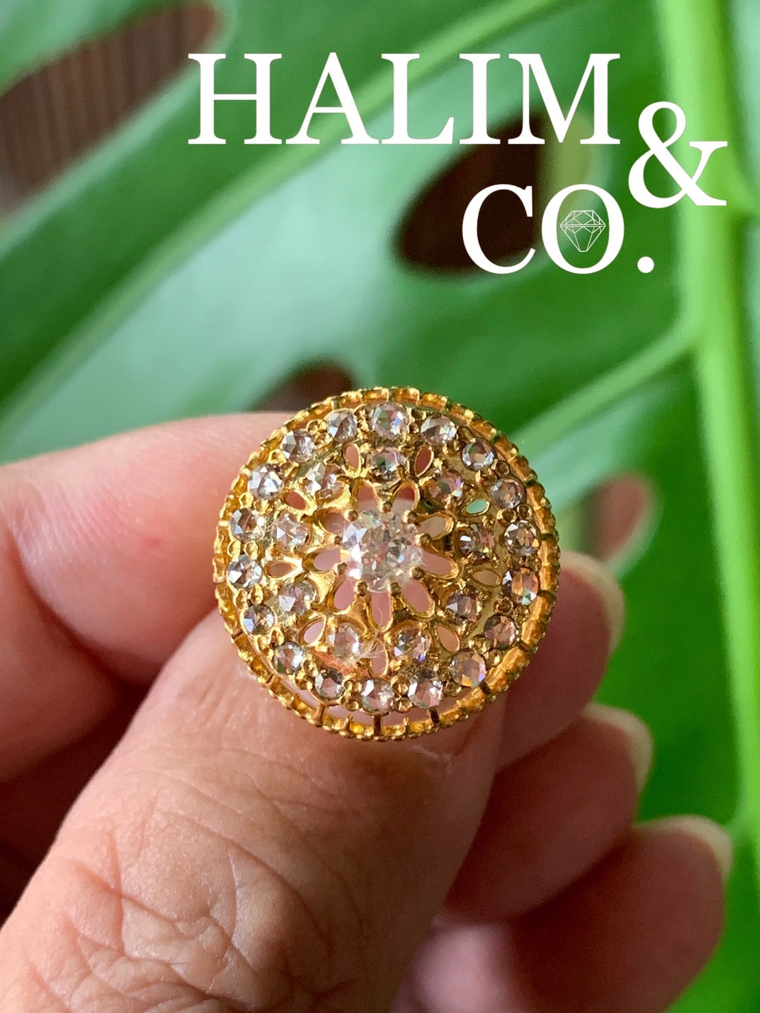 Antique Old Cut Diamond And Rose Cut Diamond Cluster Ring. Kebaya Jewelry / Peranakan Nyonya Jewelry
