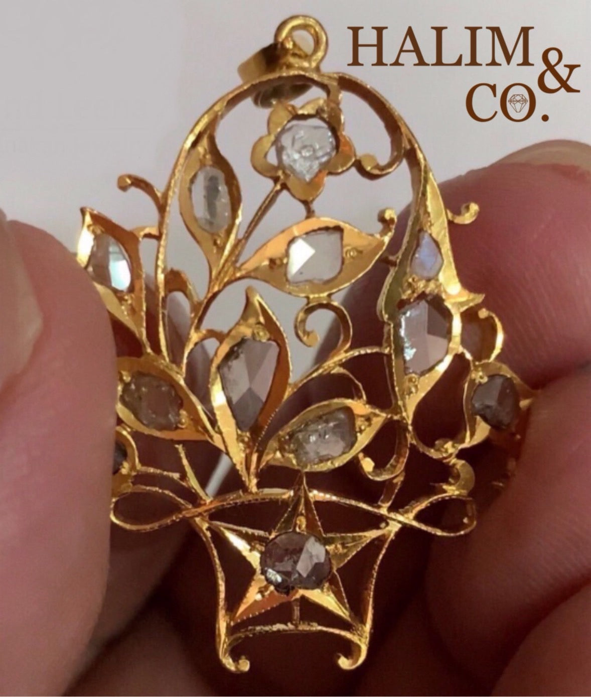 Antique Polki Diamond Pendant. Kebaya Jewelry / Peranakan Nyonya Jewelry