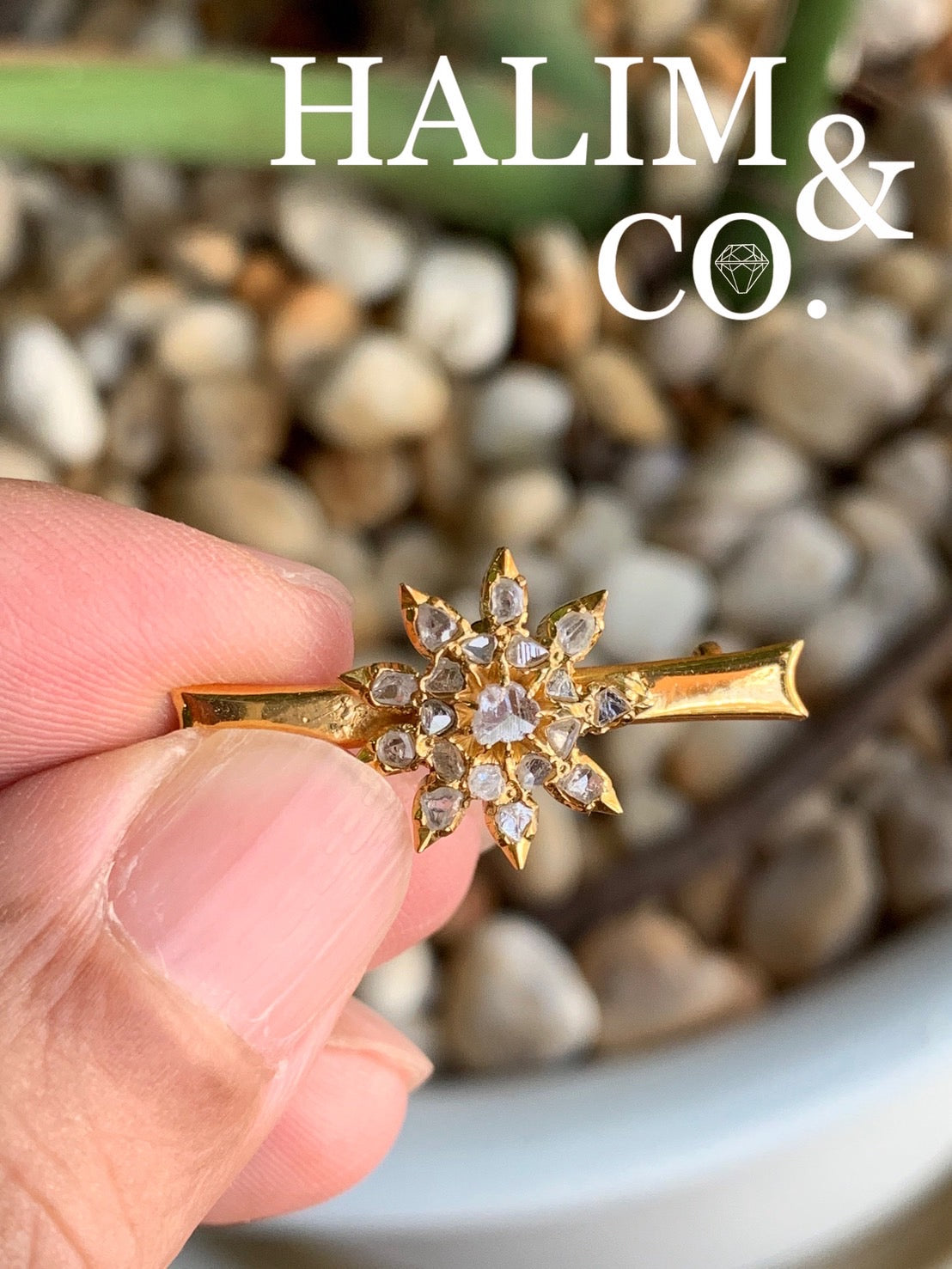 Antique Polki Diamond Brooch. Kebaya Jewelry / Peranakan Nyonya Jewelry