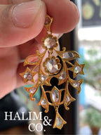 Antique Rose Cut Diamond Pendant. Peranakan Nyonya Jewelry