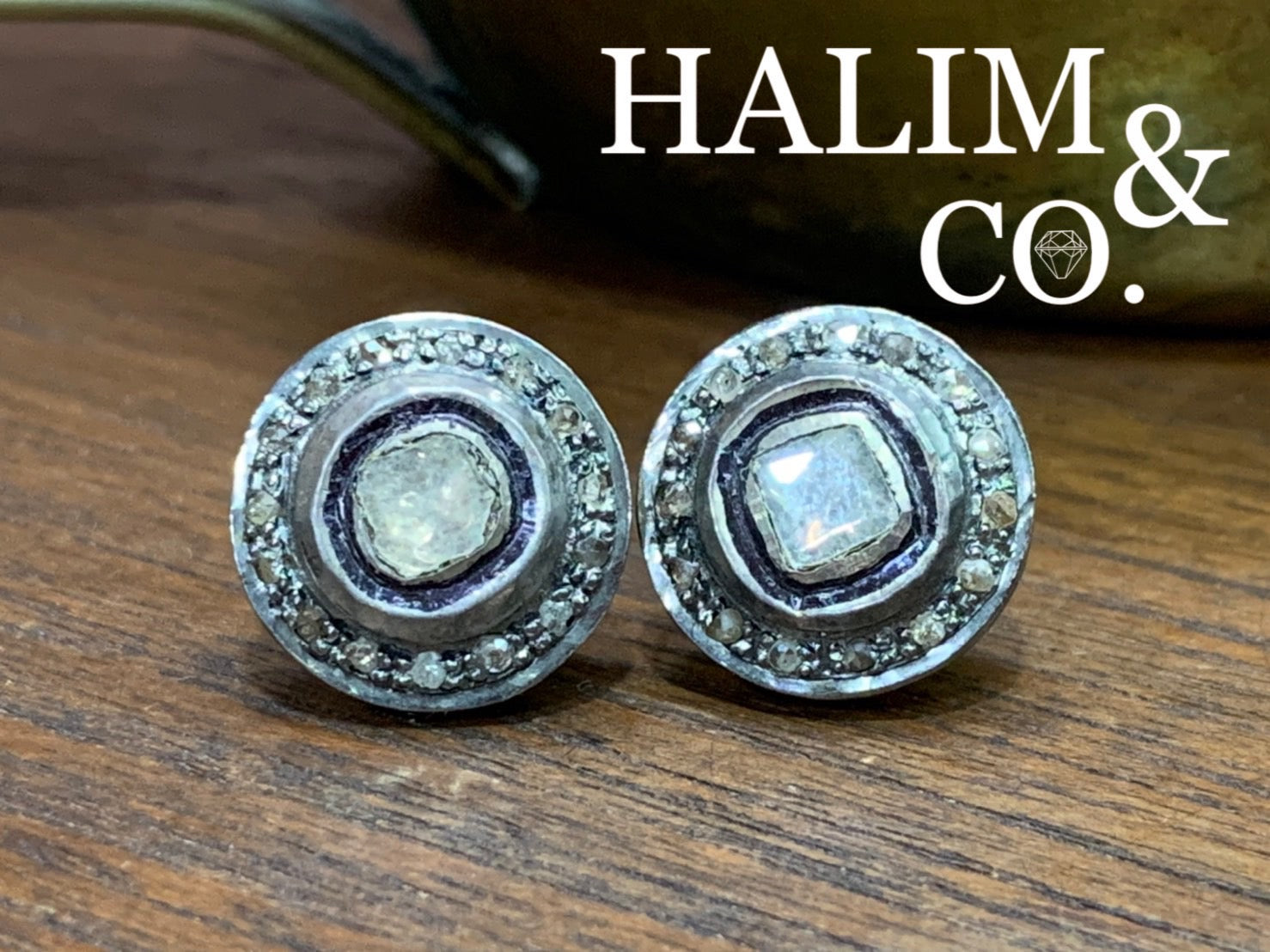 Antique Polki Diamond Earrings. Kebaya Jewelry / Peranakan Nyonya Jewelry