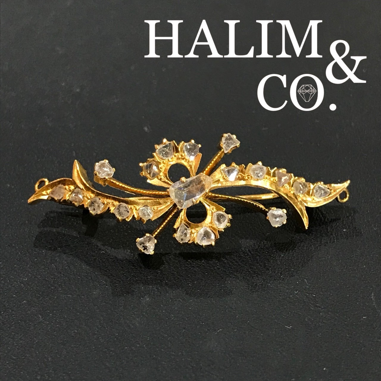 Antique Polki Diamond Brooch With Gold. Kebaya Jewelry / Peranakan Nyonya Jewelry