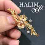 Antique Polki Diamond Brooch With Gold. Kebaya Jewelry / Peranakan Nyonya Jewelry