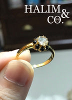 Antique Rose Cut Diamond And Black Spinel Ring With 18k Gold. Kebaya Jewelry / Peranakan Nyonya Jewelry