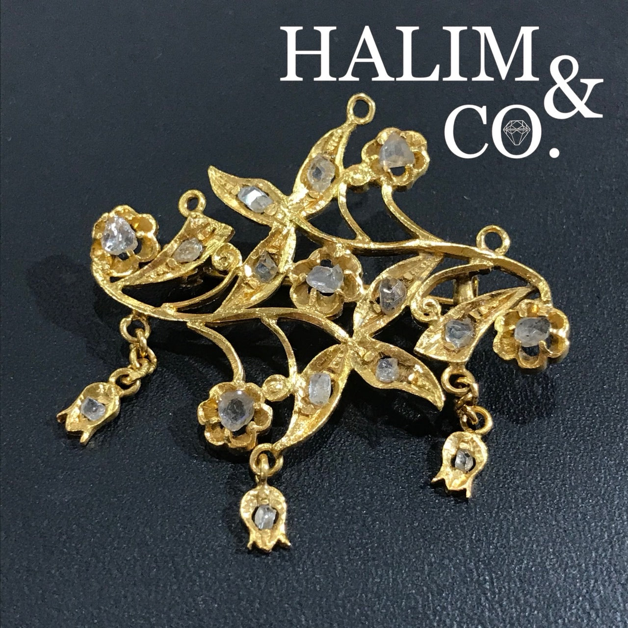 Antique Polki Diamond Brooch. Kebaya Jewelry / Peranakan Nyonya Jewelry
