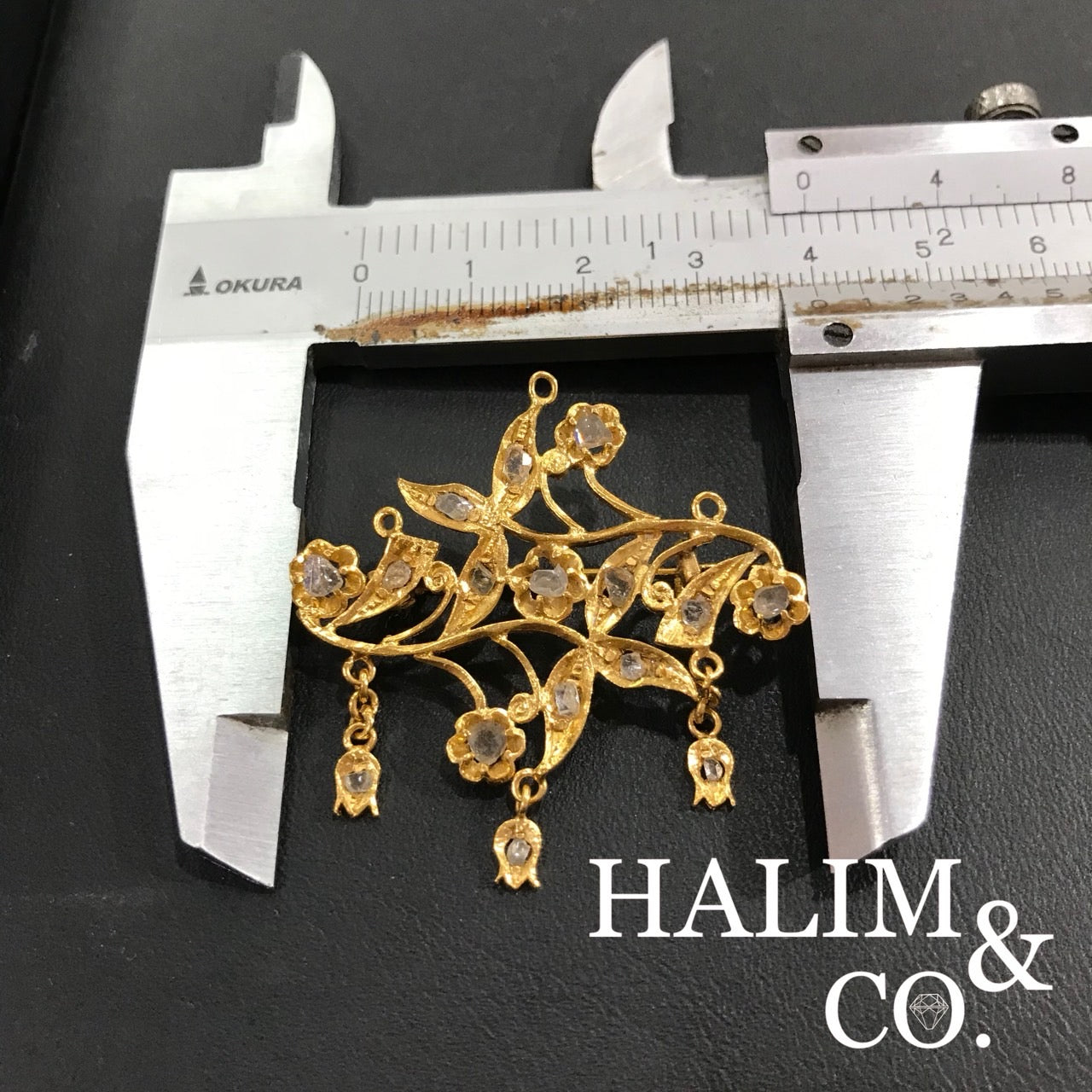 Antique Polki Diamond Brooch. Kebaya Jewelry / Peranakan Nyonya Jewelry