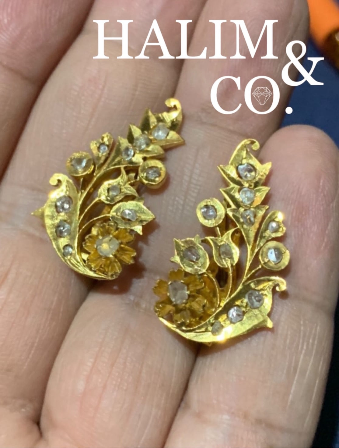 Antique Polki Diamond Phoenix Tail Earrings. Kebaya Jewelry / Peranakan Nyonya Jewelry