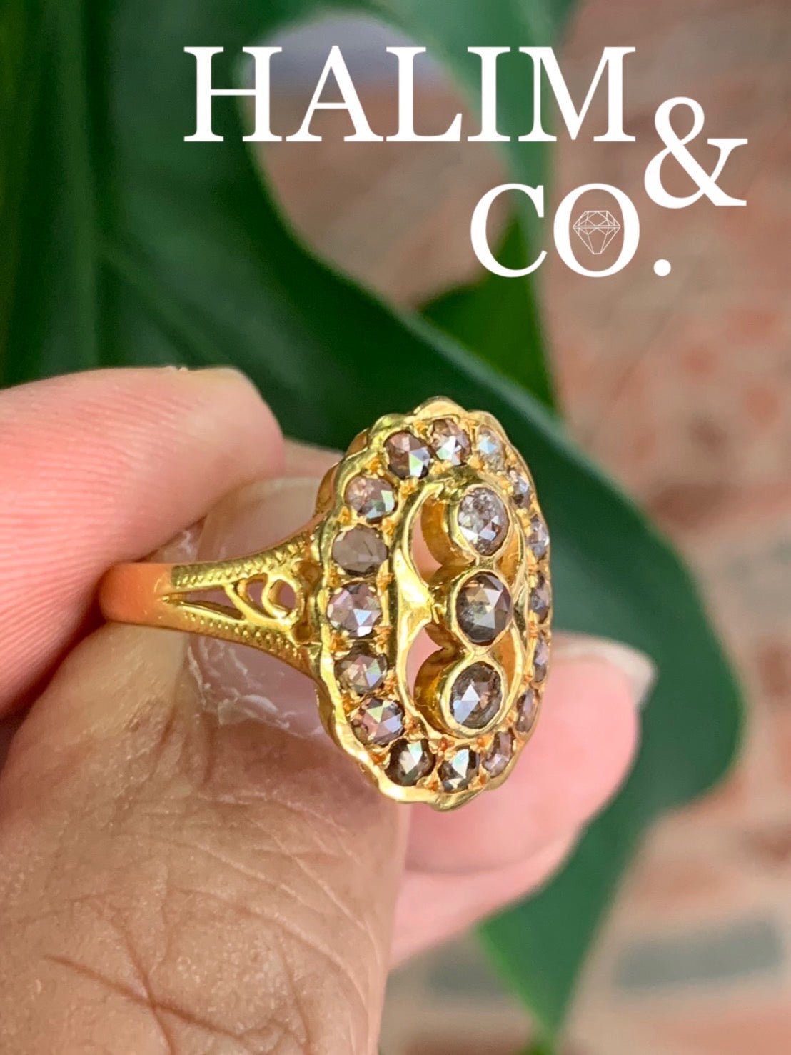 Antique Rose Cut Diamond Cluster Ring. Kebaya Jewelry / Peranakan Nyonya Jewelry