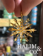 Antique Star Polki Diamond Brooch/Pendant With 14k Gold. Kebaya Jewelry / Peranakan Nyonya Jewelry