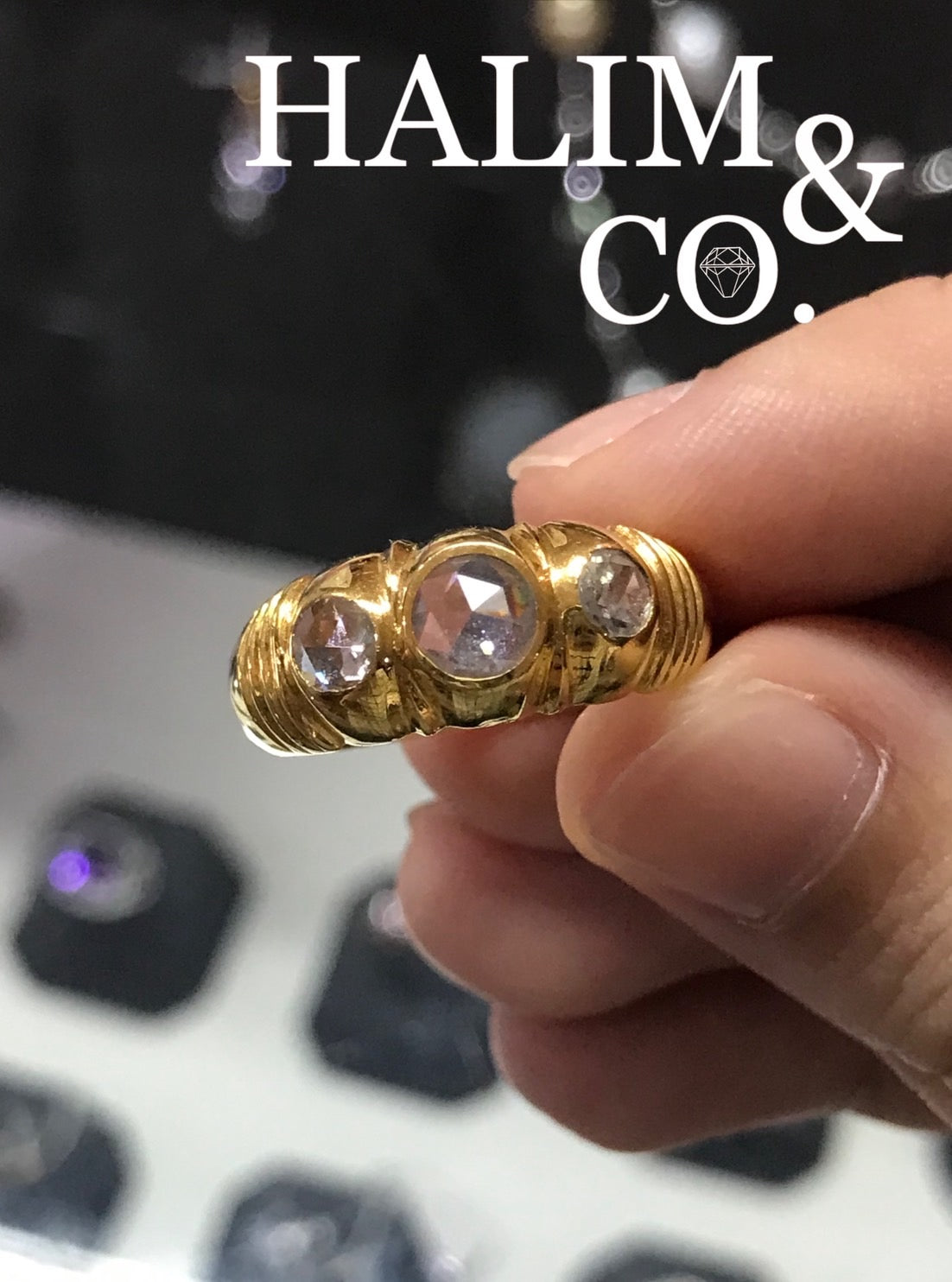 Antique Rose Cut Diamond Ring With 22k Gold. Kebaya Jewelry / Peranakan Nyonya Jewelry