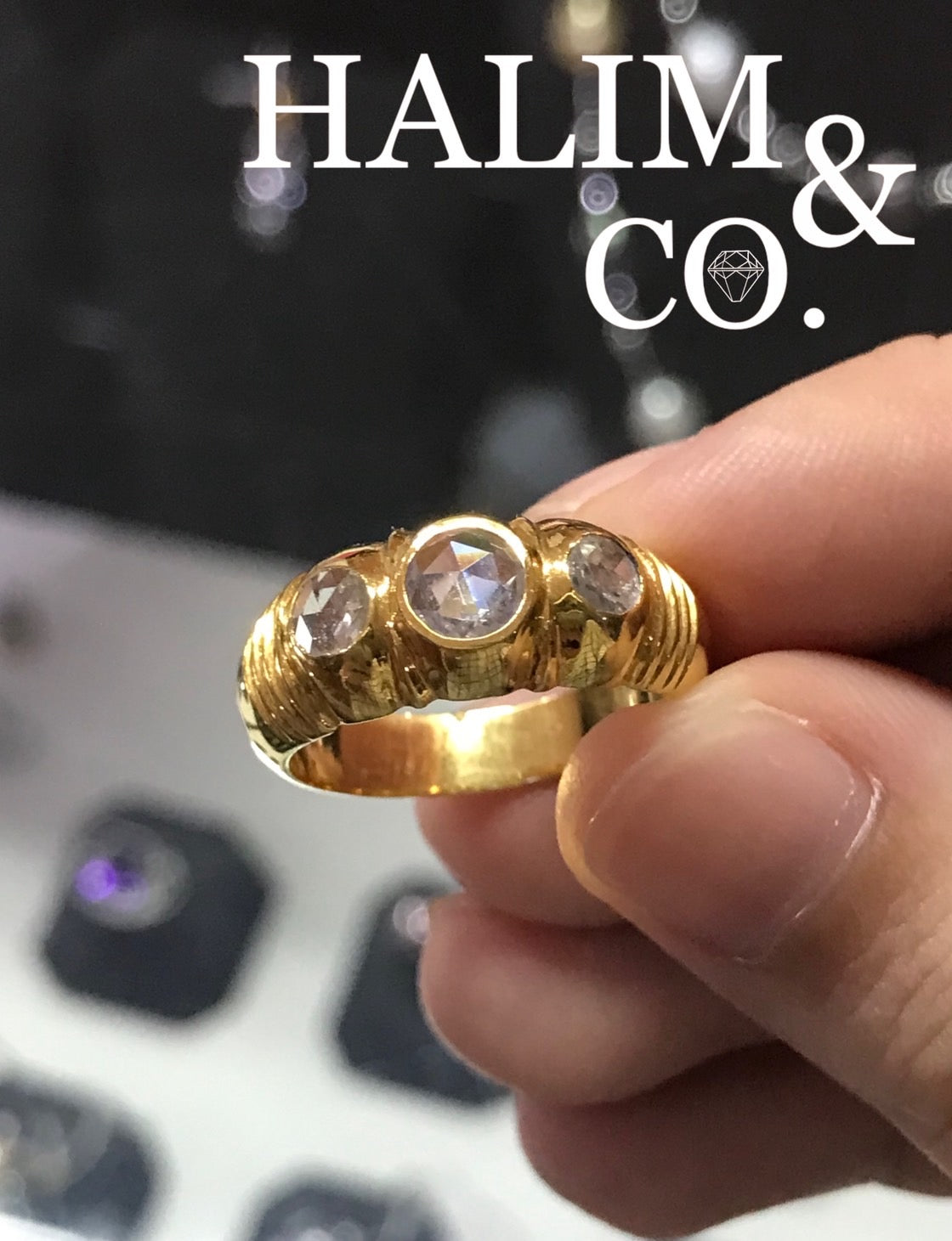 Antique Rose Cut Diamond Ring With 22k Gold. Kebaya Jewelry / Peranakan Nyonya Jewelry