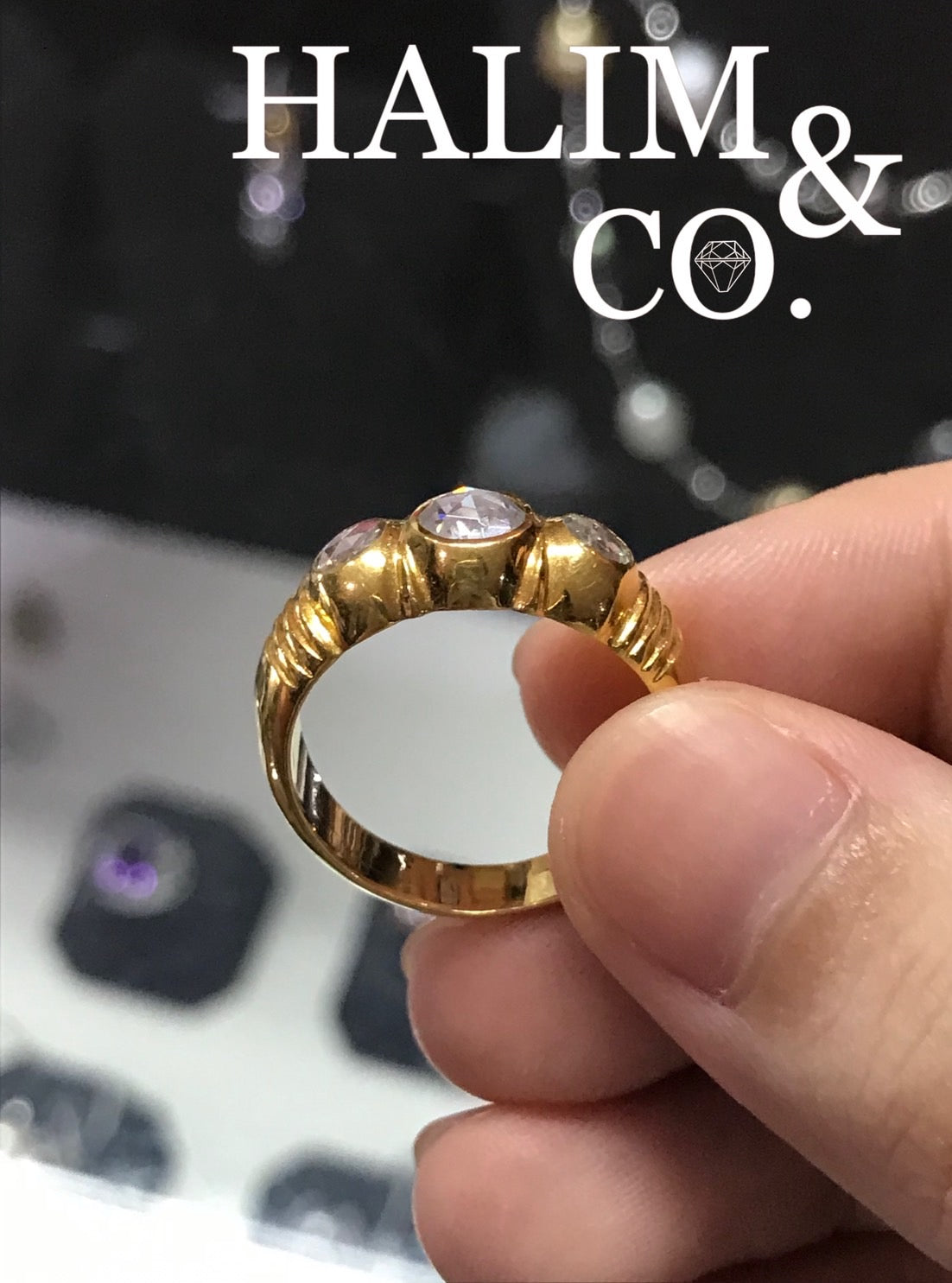 Antique Rose Cut Diamond Ring With 22k Gold. Kebaya Jewelry / Peranakan Nyonya Jewelry