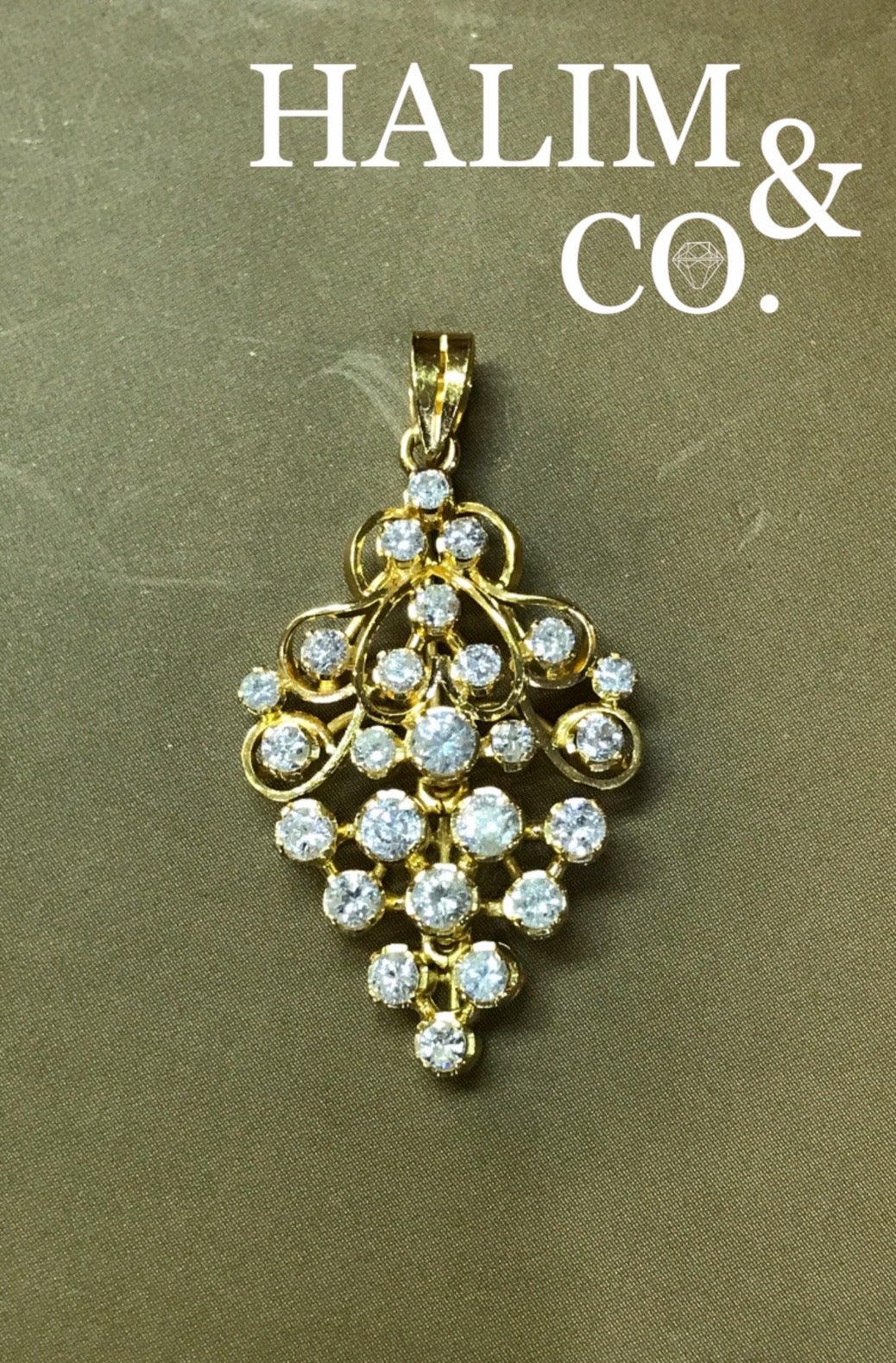 Antique Diamond Pendant With 18k Gold. Kebaya Jewelry / Peranakan Nyonya Jewelry