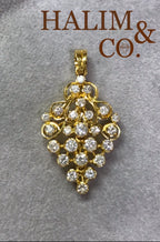 Antique Diamond Pendant With 18k Gold. Kebaya Jewelry / Peranakan Nyonya Jewelry