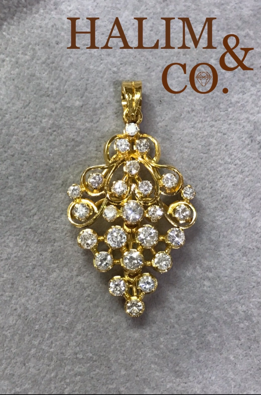 Antique Diamond Pendant With 18k Gold. Kebaya Jewelry / Peranakan Nyonya Jewelry