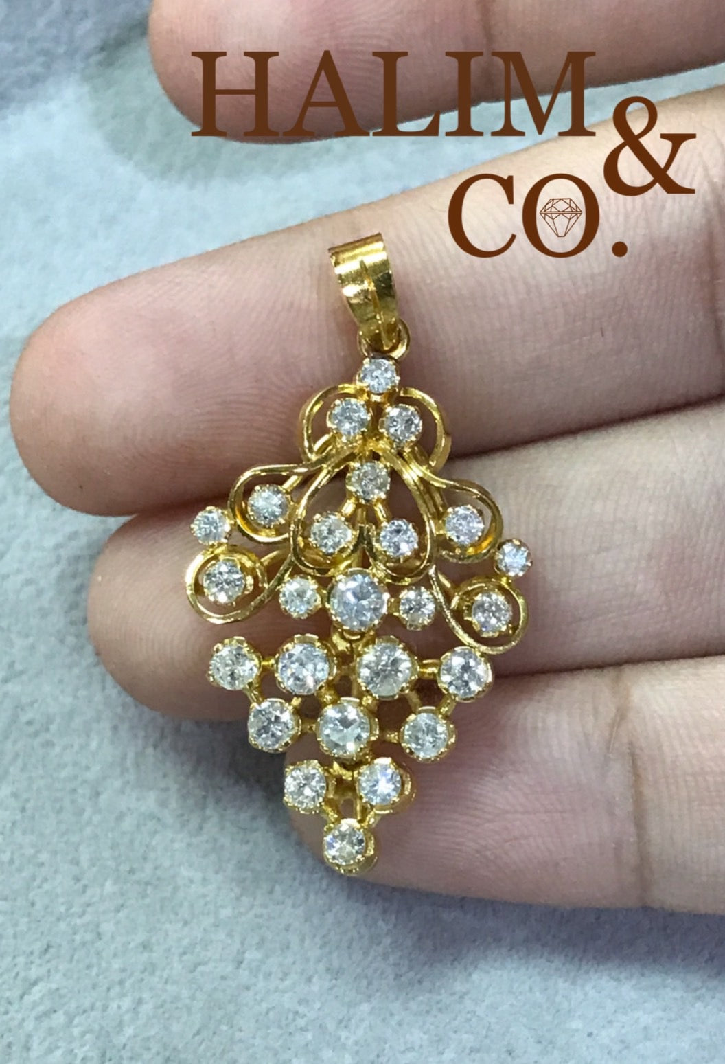 Antique Diamond Pendant With 18k Gold. Kebaya Jewelry / Peranakan Nyonya Jewelry