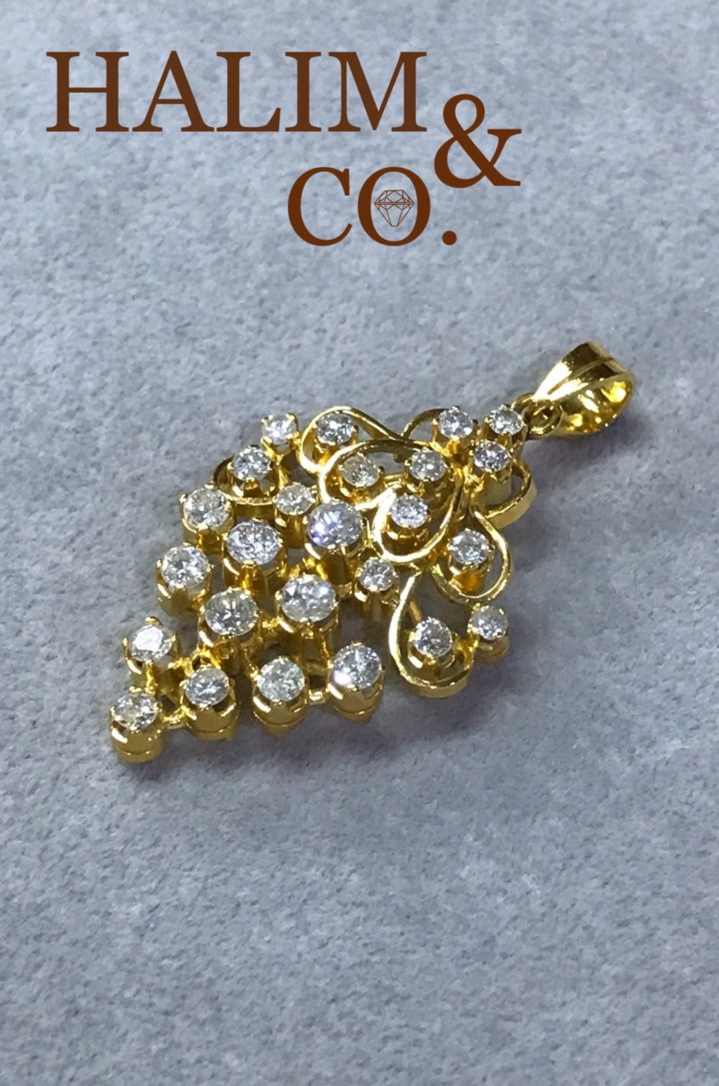 Antique Diamond Pendant With 18k Gold. Kebaya Jewelry / Peranakan Nyonya Jewelry