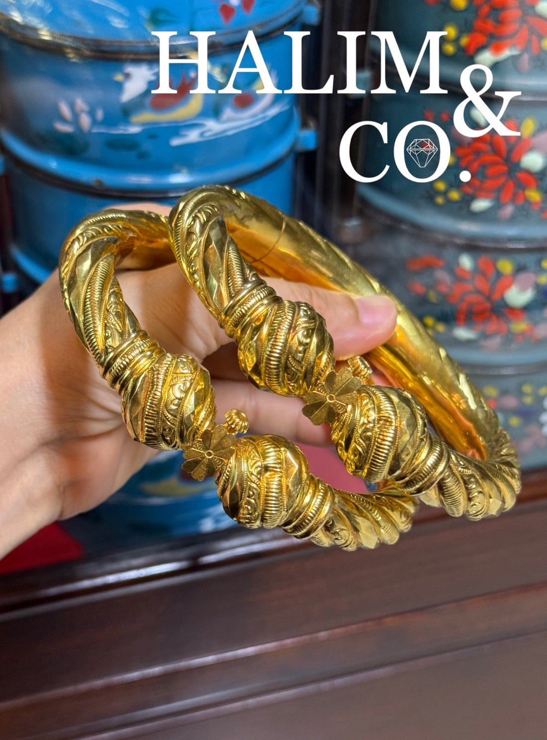 Antique Gold Cuff Anklets.(Gelang Kaki) Kebaya Jewelry / Peranakan Nyonya Jewelry