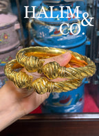 Antique Gold Cuff Anklets.(Gelang Kaki) Kebaya Jewelry / Peranakan Nyonya Jewelry