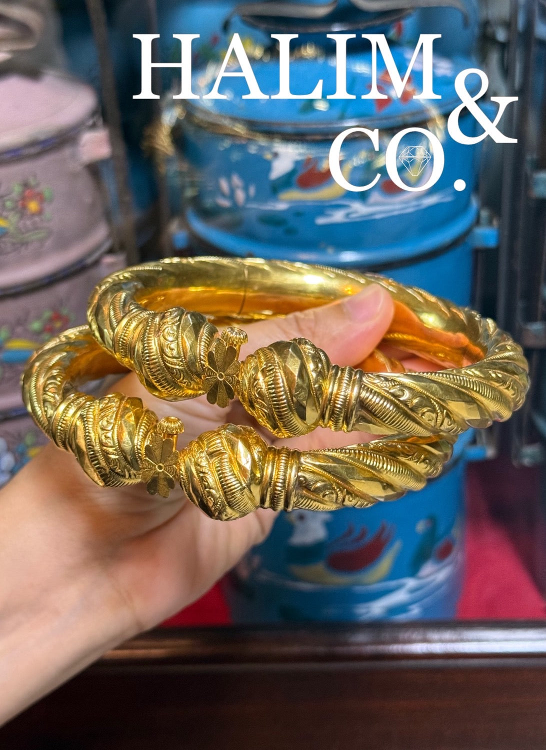 Antique Gold Cuff Anklets.(Gelang Kaki) Kebaya Jewelry / Peranakan Nyonya Jewelry
