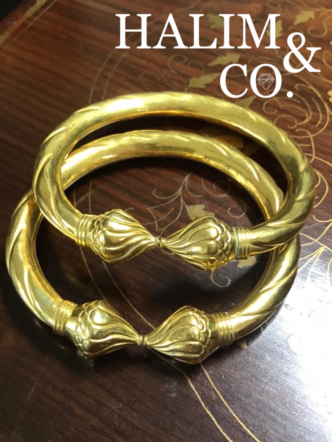 Antique Gold Cuff Anklets.(Gelang Kaki) Kebaya Jewelry / Peranakan Nyonya Jewelry