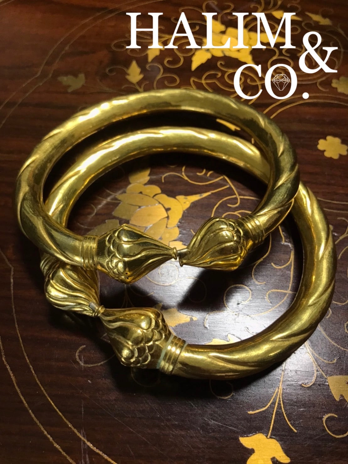 Antique Gold Cuff Anklets.(Gelang Kaki) Kebaya Jewelry / Peranakan Nyonya Jewelry
